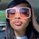 Fashion Pink Square Sunglasses Women Oversized Big Frame Sun Glasses Female Lux