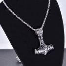 MENDEL Mens Stainless Steel Norse Viking Thors Hammer Mjolnir Pendant Necklace
