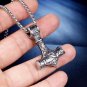 MENDEL Mens Stainless Steel Norse Viking Thors Hammer Mjolnir Pendant Necklace