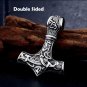 MENDEL Mens Stainless Steel Norse Viking Thors Hammer Mjolnir Pendant Necklace