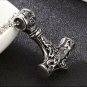 MENDEL Mens Stainless Steel Norse Viking Thors Hammer Mjolnir Pendant Necklace