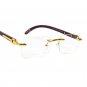Vintage Clear Men's Woodgrain Rimless Gold Frame Retro Hip Hop Fashion Glasses