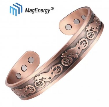 CHUNKY 100% COPPER BIKER MOTORCYCLE MAGNETIC BANGLE BRACELET SIZE-XL MEN CB41C