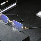Mens Eye Glasses Clear Lens Rimless Small Reflective Square Silver Frame Fashion