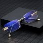 Mens Eye Glasses Clear Lens Rimless Small Reflective Square Silver Frame Fashion