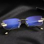 Mens Eye Glasses Clear Lens Rimless Small Reflective Square Silver Frame Fashion