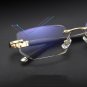 Mens Eye Glasses Clear Lens Rimless Small Reflective Square Silver Frame Fashion