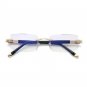 Mens Eye Glasses Clear Lens Rimless Small Reflective Square Silver Frame Fashion