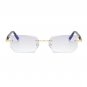 Mens Eye Glasses Clear Lens Rimless Small Reflective Square Silver Frame Fashion