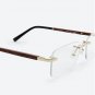 Vintage Men's Rimless Gold Frame Retro Hip Hop Luxury Wood Clear Lens Glasses