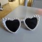 Fashion Retro Heart-Shaped Imitation Pearl Frame Sunglasses UV400 Women Cat Eye