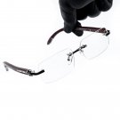 Mens Clear Rimless Woodgrain Silver Frame Retro Vintage Hip Hop Fashion Glasses