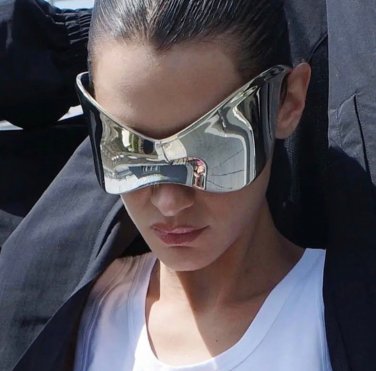 Oversized Punk Goggle Sunglasses Women Men Luxury Brand Designer Y2K Silver