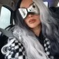 Oversized Punk Goggle Sunglasses Women Men Luxury Brand Designer Y2K Silver