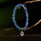 Blue Evil Eye Bracelet Hand of Fatima Turkey Thousand Eyes Wish Handmade Women's