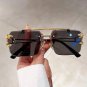 UV400 Retro Rimless Sunglasses For Men Steampunk Outdoor Cycling Sunglasses