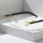 Men's Trendy Metal Accessories All-match Rimless Square Glasses, Leopard On