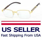 Men's Hip Hop Vintage Gold Frame Clear Lens Dark Wood Glasses