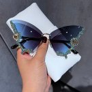 Luxury Diamond Butterfly Sunglasses Women Brand y2k Vintage Rimless Oversized