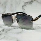 Mens CLASSY Elegant Sophisticated Retro SUN GLASSES Gold Metal Faux Wooden Frame
