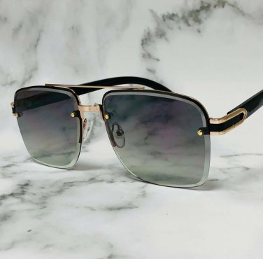 Mens CLASSY Elegant Sophisticated Retro SUN GLASSES Gold Metal Faux Wooden Frame
