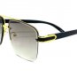 Mens CLASSY Elegant Sophisticated Retro SUN GLASSES Gold Metal Faux Wooden Frame