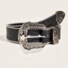 Western Leather Belt Western Cowboy Women Cowgirl Unisex Waist Belt with Metal