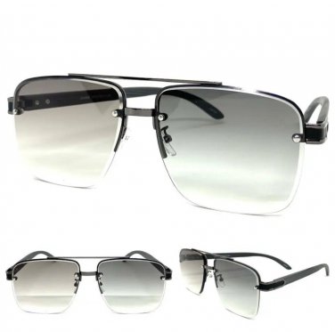 Mens CLASSY Elegant Sophisticated Retro SUN GLASSES Gunmetal & Faux Wooden Frame