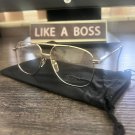 Old School Retro Style Hip Hop Clear Gold Square Glasses