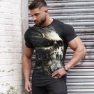 New Horror Skull 3D Printed Retro Casual Short-Sleeved Elastic Breathable Quick-