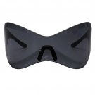 Black Futuristic Sunglasses for Men Women Oversized Wrap Around Shield Fashion