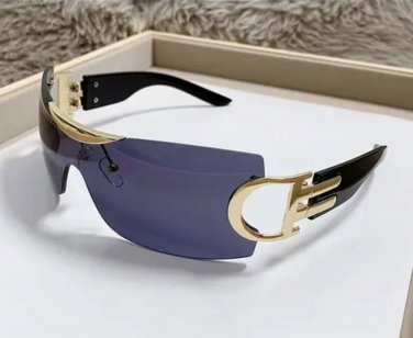 Rimless Wrap Around Y2K Sunglasses For Women Unisex Futuristic Oversized Fashion