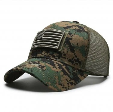 American Flag Camouflage Sticker Embroidered Baseball Cap Net Hat Men Outdoor Ve