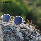 Japanese Style Steampunk Oval Sunglasses Luxury Gothic Metal Frame Engraved Eyeg