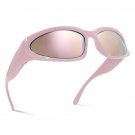 Y2K Wrap Around Sunglasses for Women Men Sliver Oval Fashion Trendy Sport Shades