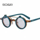 Ins Popular Fashion Small Round Punk Double Bridges Women Sunglasses Retro Flip