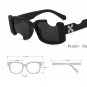 Women Sunglasses 2024 Trending Vintage Rectangle Notch Glasses Black Lenses
