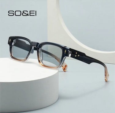 SO&EI Retro Square Sunglasses Women Fashion Brand Designer Gradient Shades UV400