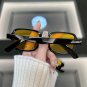 Vintage Square Sunglasses Woman Mirror Retro Rivet Yellow Sun Glasses Female Bra