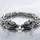 7.5-8.5 inch Mens Stainless Steel Norse Viking Fenrir Wolf Head Bracelet Men