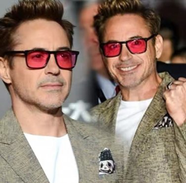 Rectangle Tony Stark Sunglasses Men Red Lens Brand Designer Fashion Iron Man Gl