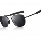 Men's Military Style Polarized Pilot Square Sunglasses Bayonet Temples