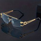 Top Bar Fashion Square Sunglasses For Women Men Rimless Glasses Hollow Out Temp