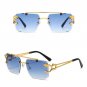 Top Bar Fashion Square Sunglasses For Women Men Rimless Glasses Hollow Out Temp