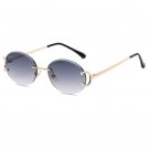 Vintage Oval Sunglasses Women Men Rimless Gold Gray Gradient Sun Glasses