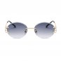 Vintage Oval Sunglasses Women Men Rimless Gold Gray Gradient Sun Glasses