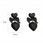 Retro Black Heart Earrings For Women Bowknot Love Drop Earrings Vintage Female