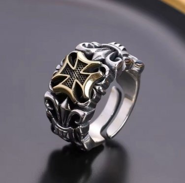 New Punk Large Cross Ring Adjustable Size Fashion Men's Personalized Design