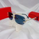 New Cut Black Lens Sunglasses square Rimless Designer High Quality UnisexVintage Oval Sunglasse