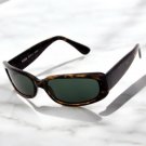 Authentic Kiss Brown Tortoise Mod Rectangular 90s Vintage Sunglasses - G15 Glass